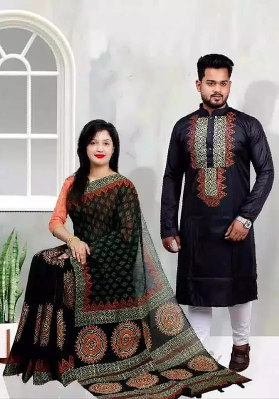 Dhupian Saree + Punjabi (Couple set)